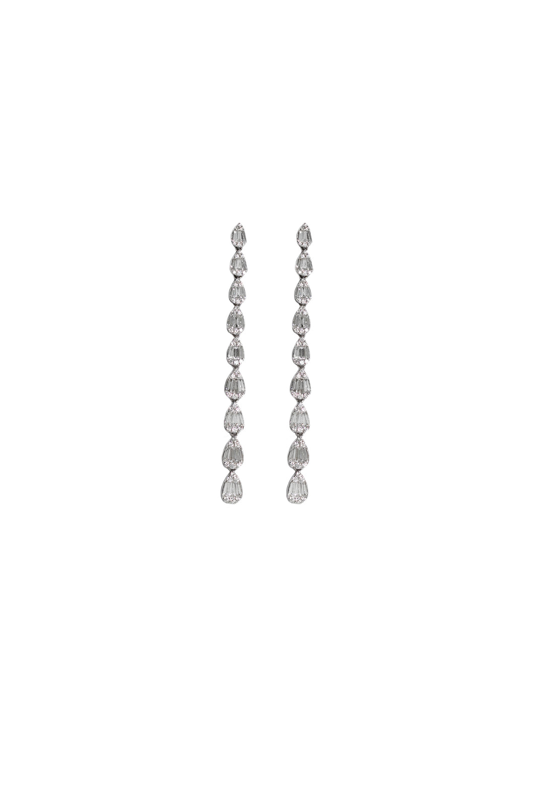 Pear Drop Baguette Diamond Earrings