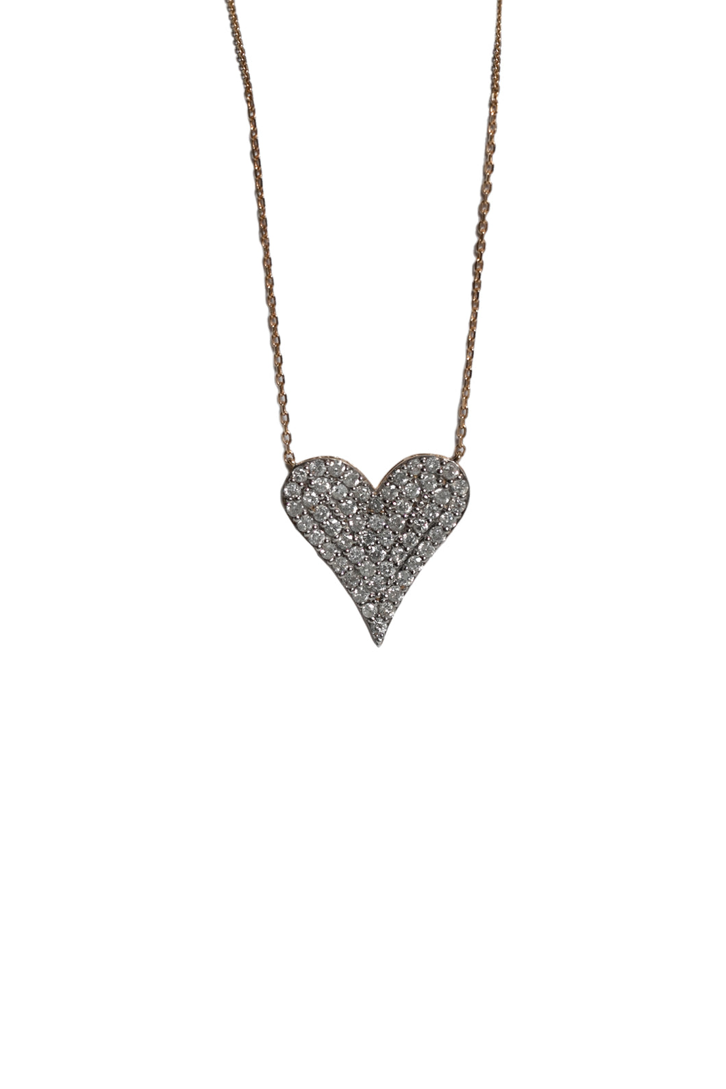 Pave Diamond Filled In Heart Necklace