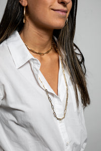 Yellow Gold Paper Clip Necklace