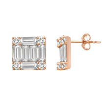 Load image into Gallery viewer, Diamond Baguette Square Stud Earrings (pair)
