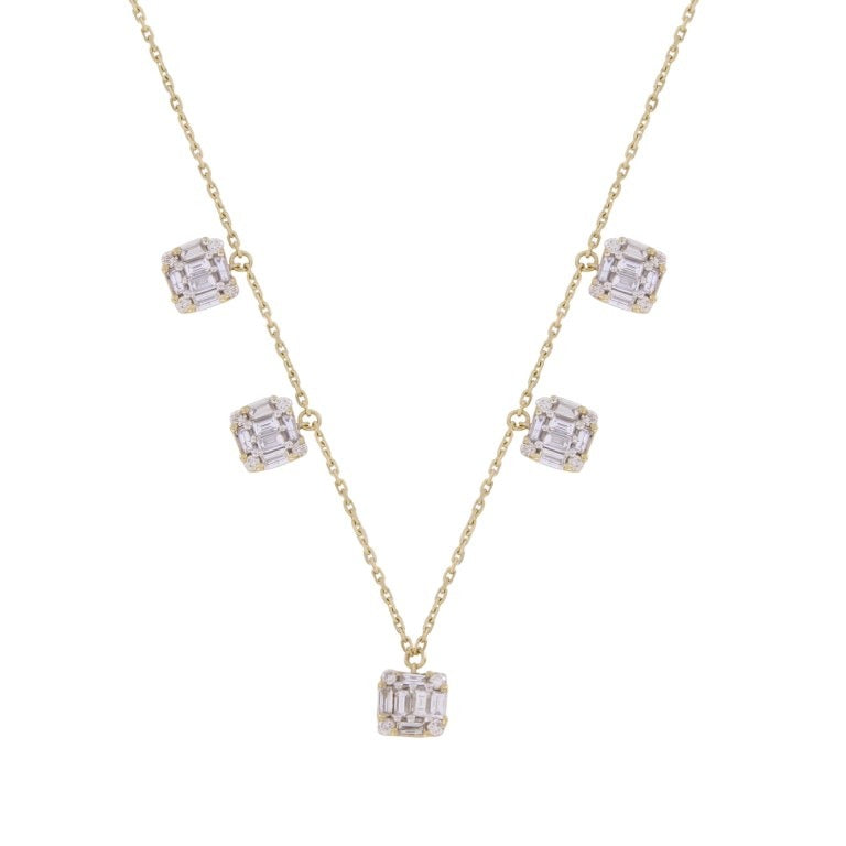 Square baguette diamond necklace